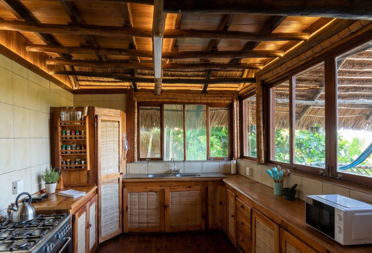 Open plan kitchen in the main villa at Vista Bonita
